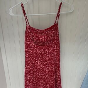 Hollister Red Floral Spaghetti Strap Dress
